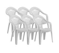 Pegane Lot de 6 chaises de jardin empilables - Blanc