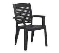 PEGANE Lot de 6 chaises de Jardin empilables en résine Coloris Gris - Longueur 59 x Profondeur 60 x Hauteur 87 cm