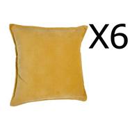 Pegane - Lot de 6 coussins en polyester coloris ocre