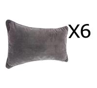 Pegane Lot de 6 Coussins Rectangulaires Gris Foncé