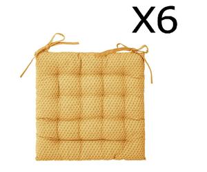 pegane Lot de 6 Galettes de chaise ocre