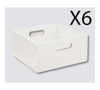 Pegane Lot de 6 paniers de rangement - Blanc