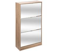 Pegane Meuble à chaussures avec miroir - Naturel
