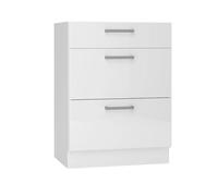 Pegane Meuble bas de cuisine 3 tiroirs - Blanc