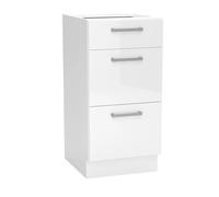 Pegane Meuble bas de cuisine 3 tiroirs - Blanc
