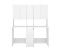 PEGANE Meuble Buanderie Double Machine pour Lave-Linge et Sèche-Linge avec Rangements Intégrés Coloris Blanc - Longueur 158,3 x Profondeur 62 x Hauteur 190 cm