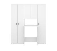 PEGANE Meuble Buanderie Multifonction avec 2 Colonne de Rangement Coloris Blanc - Longueur 163,3 x Profondeur 62 x Hauteur 190 cm