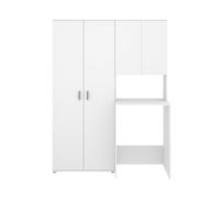 PEGANE Meuble Buanderie Multifonction avec Grande Armoire de Rangement à 2 Portes Coloris Blanc - Longueur 141,3 x Profondeur 62 x Hauteur 190 cm
