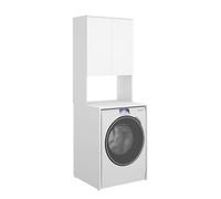 PEGANE Meuble Colonne pour Lave-Linge/Sèche-Linge Coloris Blanc - Longueur 63,3 x Profondeur 62 x Hauteur 190 cm