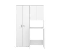 PEGANE Meuble de buanderie avec Colonne de Rangement et Espace Lave-Linge Coloris Blanc - Longueur 124,3 x Profondeur 62 x Hauteur 190 cm