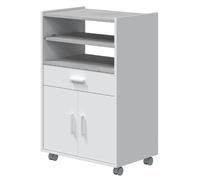 Pegane Meuble micro-ondes sur roulettes - Blanc