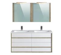 Pegane meuble salle de bain double vasque - Chêne