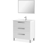 Pegane Meuble salle de bain sous vasque + miroir - Blanc