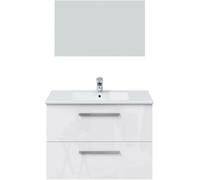 PEGANE Meuble sous Vasque de Salle de Bain Suspendu 80 cm avec 2 tiroirs + Miroir - Hauteur 57 x Longueur 80 x Profondeur 45 cm