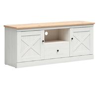 PEGANE Meuble TV 2 Portes et 1 tiroir Coloris Pin Andersen Blanchi/chêne Artisan - Longueur 153 x Profondeur 43 x Hauteur 63 cm