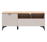 PEGANE Meuble TV avec Rangement intégré Coloris Cachemire/Chêne Artisan - Longueur 135 x Profondeur 41 x Hauteur 55,7 cm