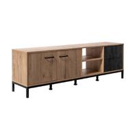 Pegane Meuble TV buffet - Chêne doré/marbre