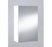 PEGANE Miroir de Salle de Bain avec rangements 1 Porte en Blanc Brillant, Hauteur 65 x Largeur 40 x Profondeur 21 cm