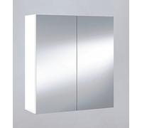 PEGANE Miroir de Salle de Bain avec rangements 2 Portes en Blanc Brillant, 65 x 60 x 21 cm