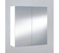PEGANE Miroir de Salle de Bain avec rangements 2 Portes en Blanc Brillant, 65 x 60 x 21 cm