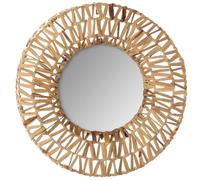 Pegane Miroir mural rond bohème - Beige
