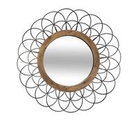 Pegane Miroir mural rond bois et métal - Noir
