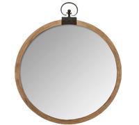 Pegane Miroir mural rond industriel - Marron