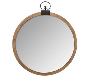Pegane Miroir mural rond industriel - Marron