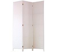 PEGANE Paravent de 3 pans tressé en Fibres Naturelles Coloris Blanc - Dim : H180 x L135 cm