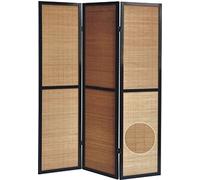 PEGANE Paravent en Bois Noir et Bambou de 3 pans
