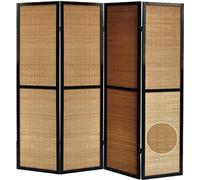 Paravent en bois noir et bambou de 4 pans