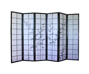 Pegane Paravent Japonais Bambou Noir 6 pans