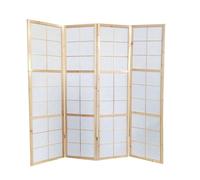 PEGANE Paravent Japonais Bois Naturel 4 pans | Séparateur de pièce, Hauteur 175 cm, Longueur 176 cm