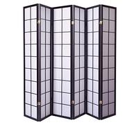 PEGANE Paravent Japonais Bois Noir et Papier de Riz 6 pans H 175 cm | Grands carreaux