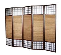 Pegane Paravent japonais bois bambou 5 panneaux