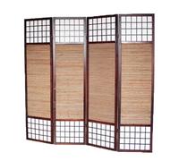 PEGANE Paravent Japonais séparateur de pièce avec 4 pans en Bois avec Bambou Coloris Marron