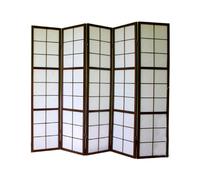 Pegane Paravent japonais Shoji 5 panneaux - Noir