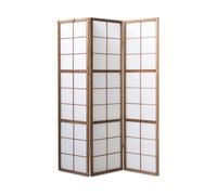 PEGANE Paravent Japonais Shoji en Bois Brun de 3 pans L132 x H175 x P2 cm