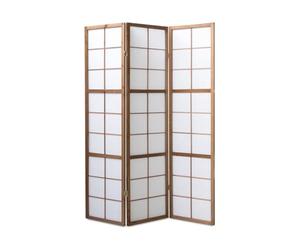 PEGANE Paravent Japonais Shoji en Bois Brun de 3 pans L132 x H175 x P2 cm