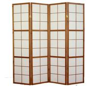 PEGANE Paravent Japonais Shoji en Bois Brun de 4 pans L176 x H175 x P2 cm