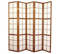 Paravent japonais Shoji en bois brun foncé de 5…