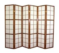 PEGANE Paravent Japonais Shoji en Bois Brun de 6 pans L261 x H178,6 cm