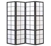 PEGANE Paravent Japonais Shoji en Bois Noir de 4 pans