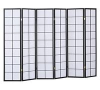 PEGANE Paravent Japonais Shoji en Bois Noir de 6 pans