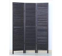 PEGANE Paravent Persienne 3 Pans Bois Noir H170 x L120cm