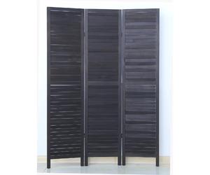 Pegane Paravent persienne 3 pans - Noir