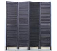 Pegane Paravent persienne 4 panneaux bois - Noir