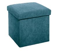 Pegane Pouf carré en velours - Bleu