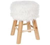 Pegane Pouf carré imitation fourrure - Blanc