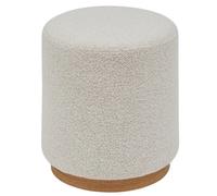Pegane Pouf rond en tissu bouclette - Crème